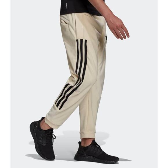 NWT Adidas Future Icons Premium Velour Pants Joggers in Beige/Black. Size 2XL - Picture 2 of 10